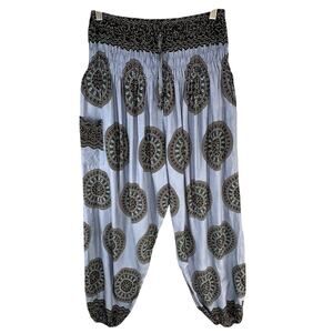 Harem Pants Womens S Blue Black Mandala Aladdin Yoga Lounge Boho Hippie Festival